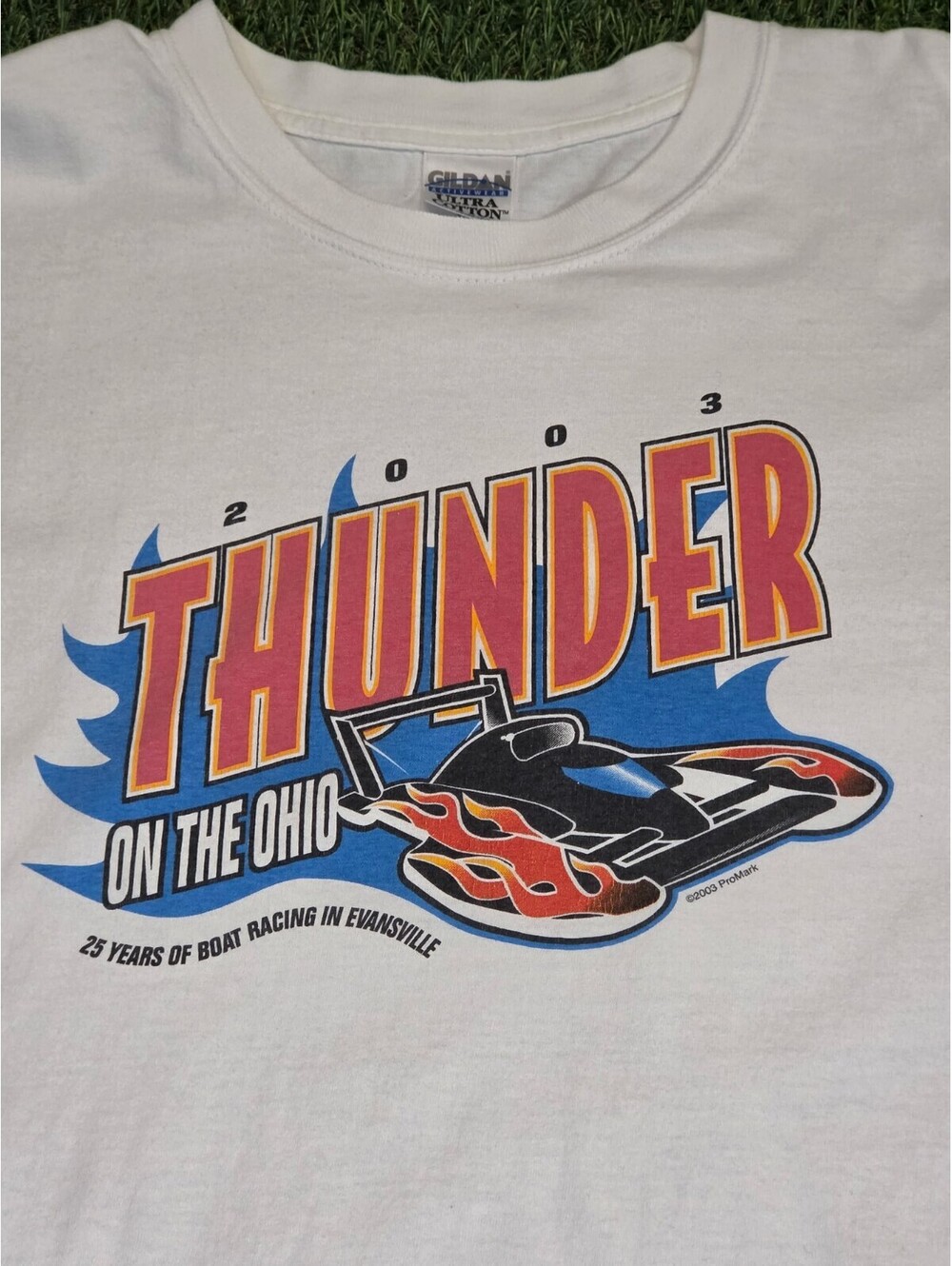2003 Thunder on the Ohio Boat Racing T-Shirt XXL White Gildan Ultra Cotton
